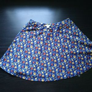 Forever21 navy floral skater skirt